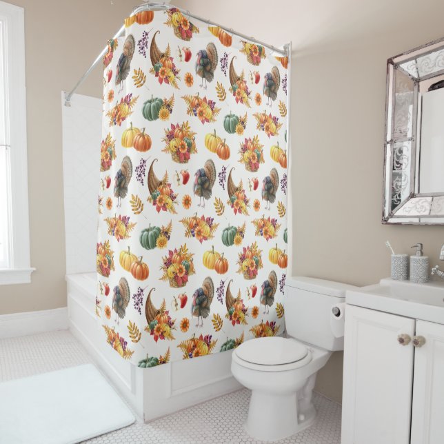 Rideau de douche traditionnel Thanksgiving Holiday (En situation)