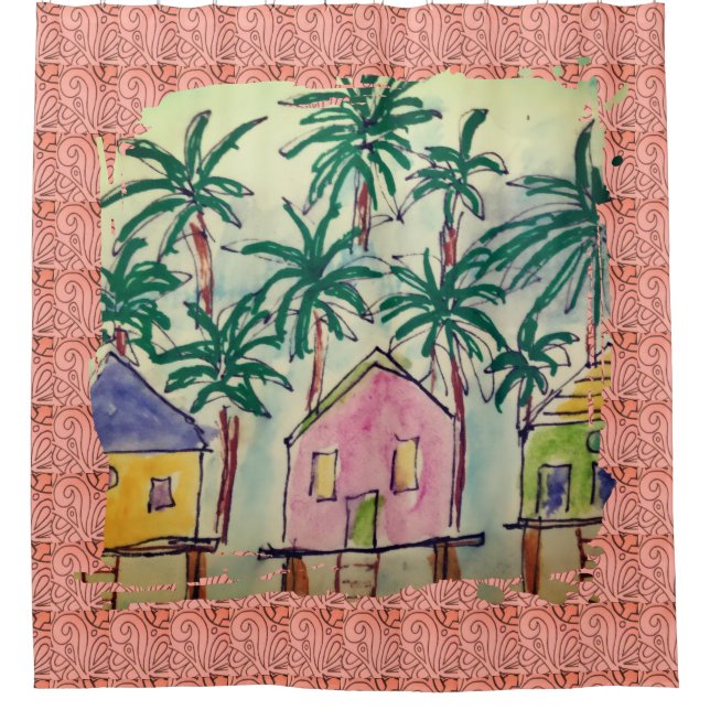 Rideau de douche Tropical Paint Stroke (Devant)