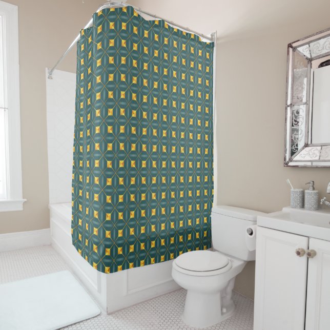 Rideau de douche Turquoise Art déco (En situation)