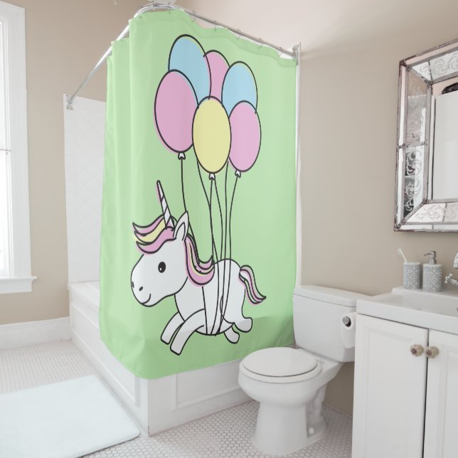 Rideau de douche Unicorn vert clair (En situation)
