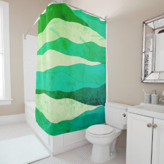 Rideau de douche vert de l'océan Vintage