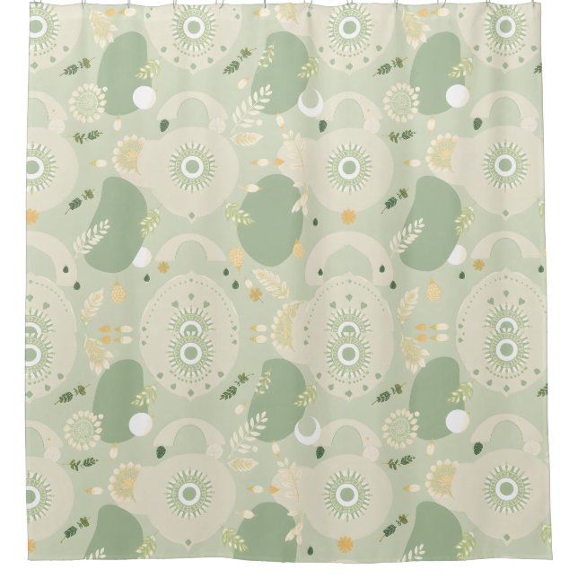 Rideau de douche vert Earthy Sage - Boho Design (Devant)