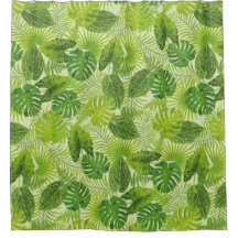 Rideau de douche vert feuille de palme