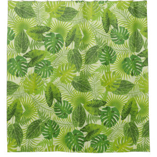 Rideau de douche vert feuille de palme
