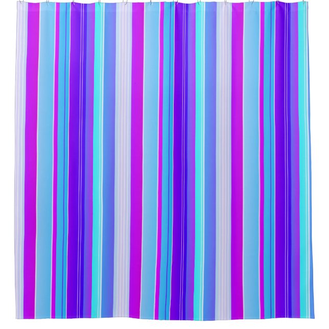 Rideau de douche vertical bleu violet rayé (Devant)