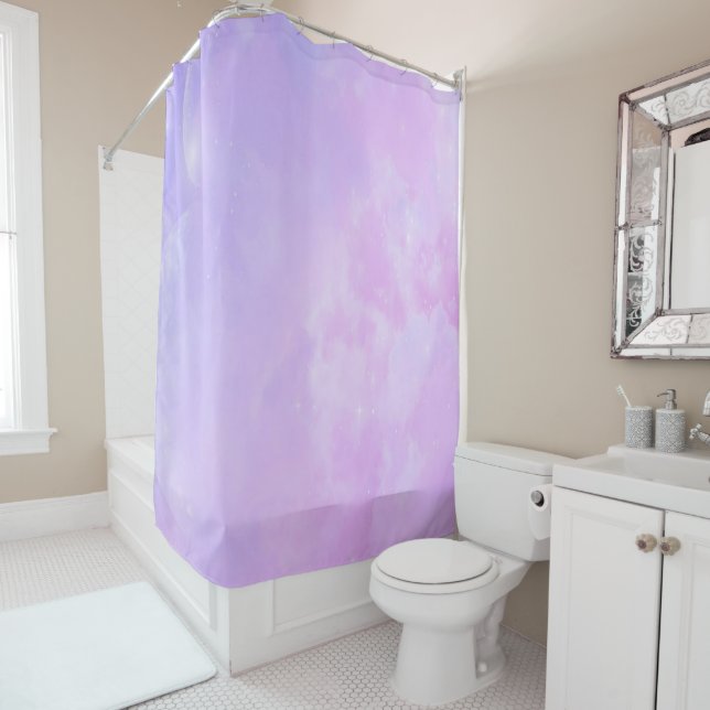 Rideau de douche violet (En situation)