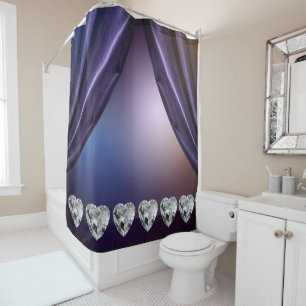 Rideau de douche violet en diamant blanc