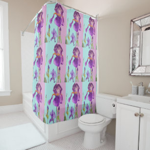 Rideau de douche Violet Iris Bleu Violet Shabby Ch