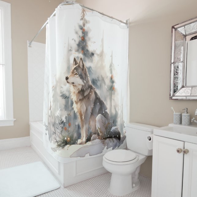 Rideau de douche Wolf d'hiver (En situation)
