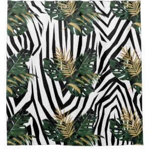 Rideau de douche Zebra Imprimer Tropical 