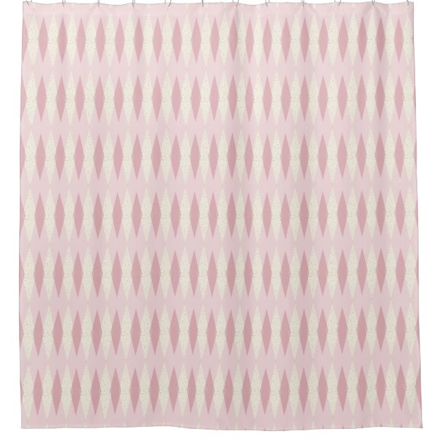 Rideau en douche à motifs de losanges rose moderne (Devant)