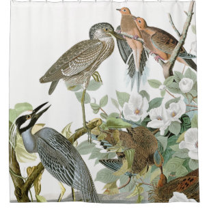 Rideau en douche animal de hérons d'Audubon et
