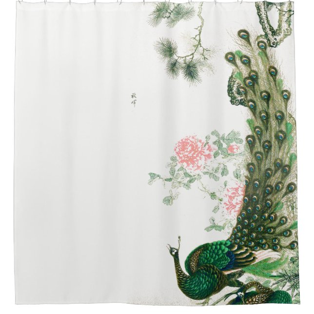 Rideau en douche asiatique de fleurs d'animaux (Devant)