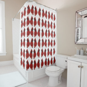 Rideau en douche cardinal rouge d'oiseaux