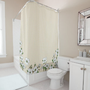 Rideau en douche chic de fleurs et de pois de