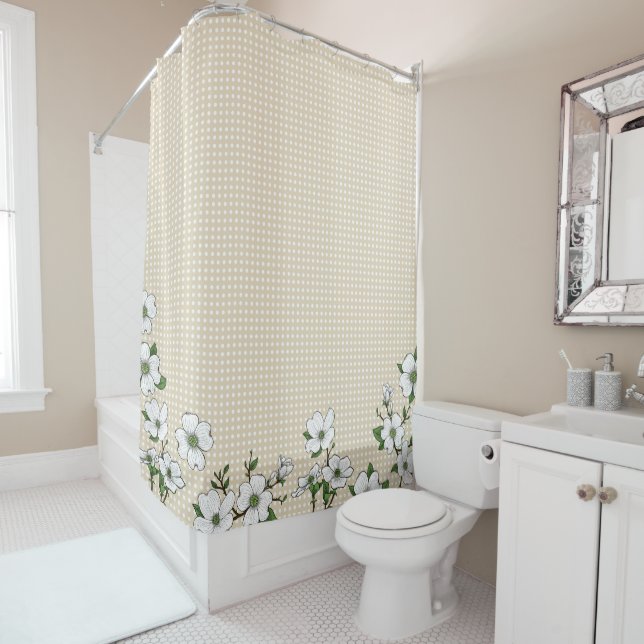 Rideau en douche chic de fleurs et de pois de (En situation)