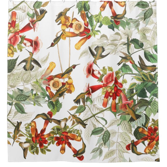 Rideau en douche d'Audubon de fleurs d'oiseaux de (Devant)