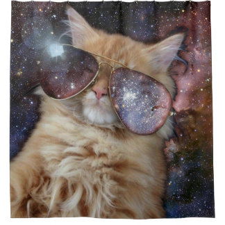 Rideau en douche de chat de l'espace