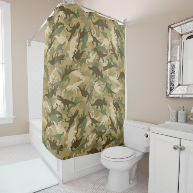 Rideau en douche de dinosaure de camouflage Camo (En situation)