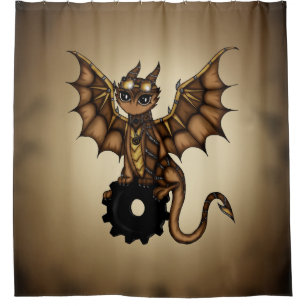 rideau en douche de dragon de steampunk