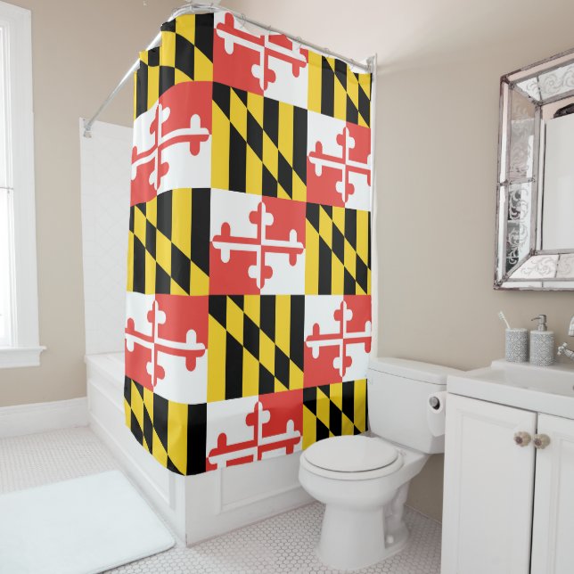 Rideau en douche de drapeau du Maryland (En situation)