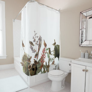 Rideau en douche de fleurs d'animaux d'oiseaux de