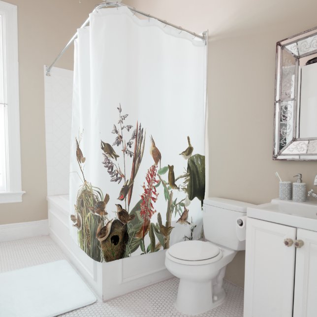 Rideau en douche de fleurs d'animaux d'oiseaux de (En situation)