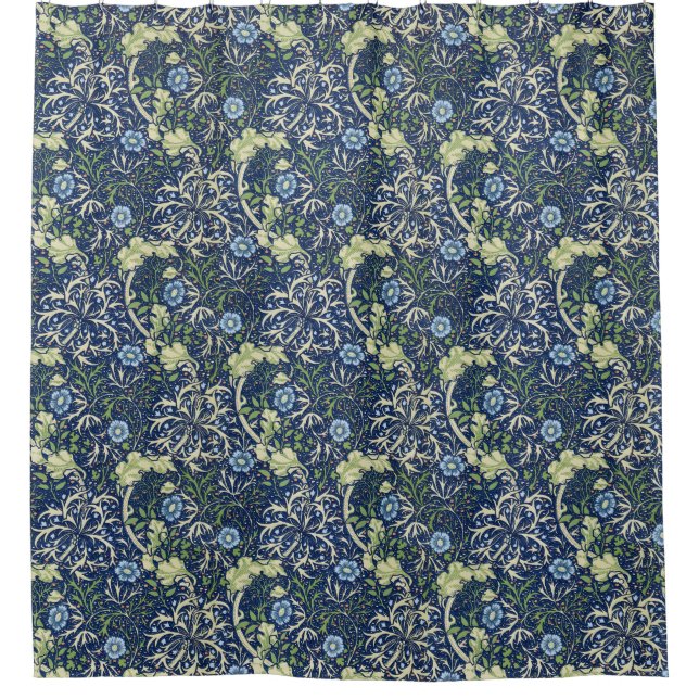 Rideau en douche de marguerites bleues de William (Devant)