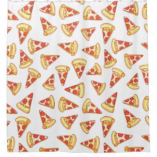 Rideau en douche de motif de dessin de pizza de