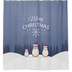 Rideau en douche de pingouins de Joyeux Noël