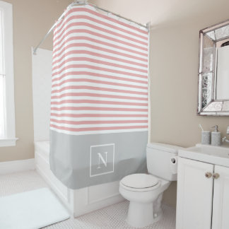 Rideau en douche de rayure de monogramme -
