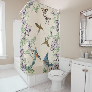 Rideau en douche de vigne de papillon d'oiseau