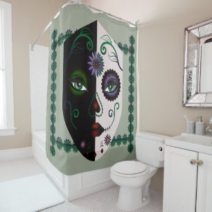 Rideau en douche de visage de crâne - décor de