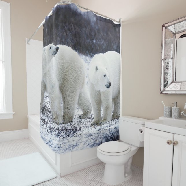 Rideau en douche d'ours blancs (En situation)