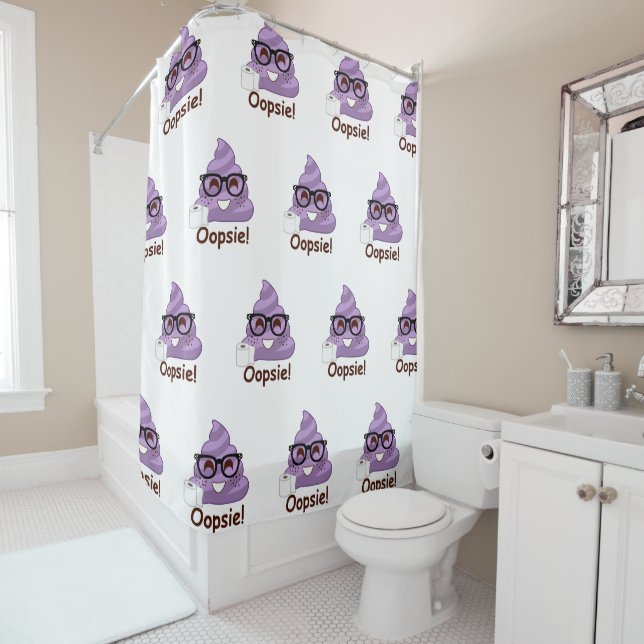 Rideau en douche drôle de dunette d'Oopsies (En situation)
