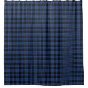 Rideau en douche écossais de tartan de noir bleu
