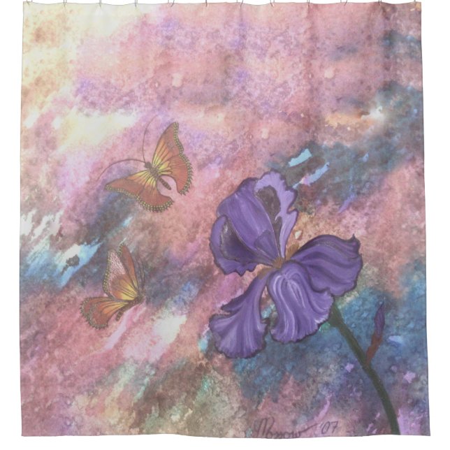 Rideau en douche en pastel de monarques (Devant)