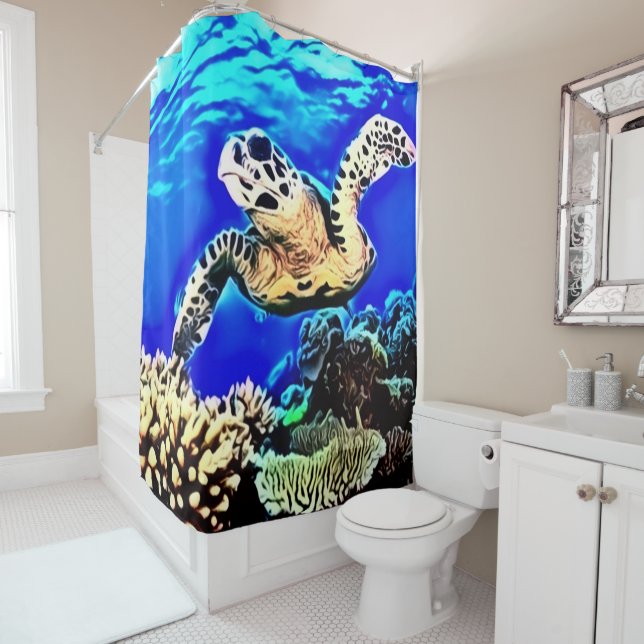 Rideau en douche fait sur commande de mer (En situation)
