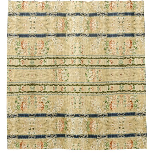 Rideau en douche floral de tissu brodé de cru (Devant)