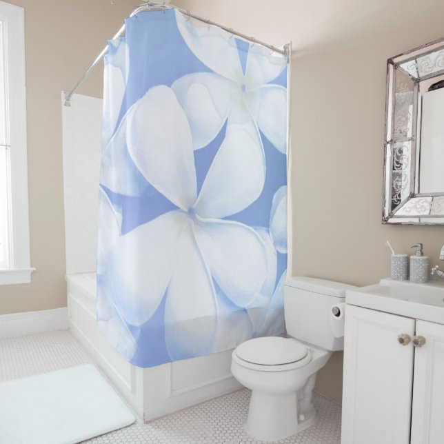 Rideau en douche floral du bigorneau blanc élégant (En situation)