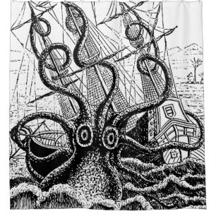 Rideau en douche géant de poulpe d'attaque de