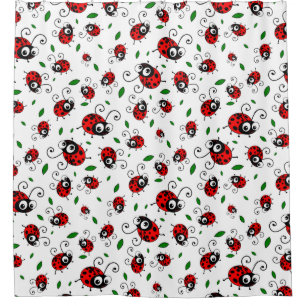 Rideau en douche mignon de motif de coccinelle