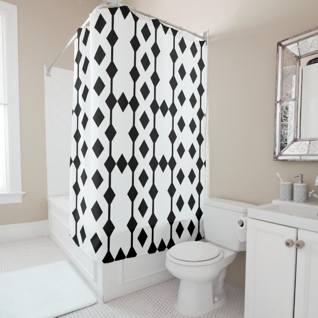 Rideau en douche modelé par diamant noir et blanc (En situation)