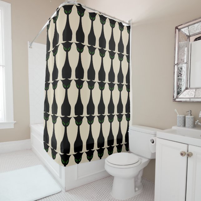 Rideau en douche moderne de la moitié du siècle (En situation)