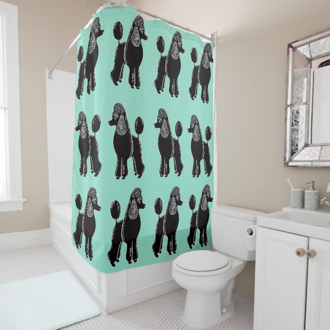Rideau en douche noir de menthe d'Aqua de caniches (En situation)