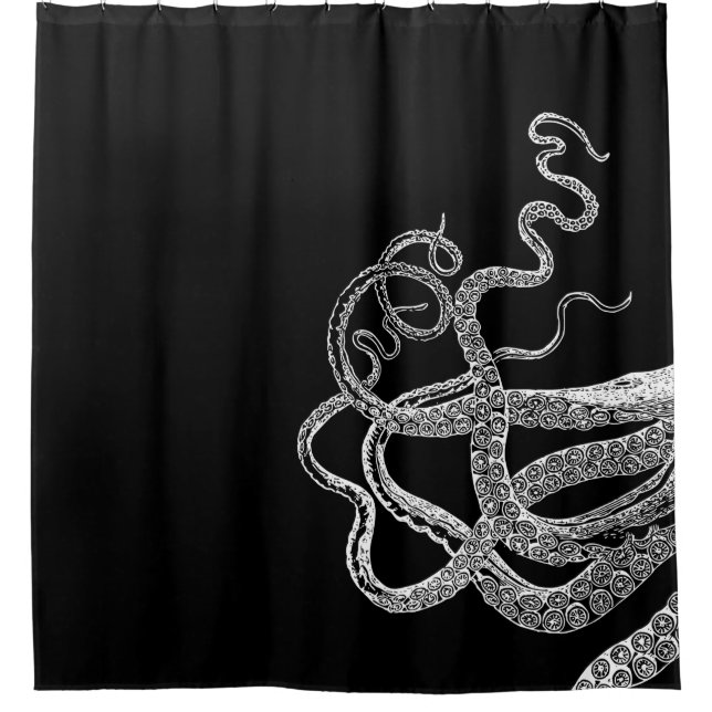 Rideau en douche noir de tentacules de poulpe (Devant)
