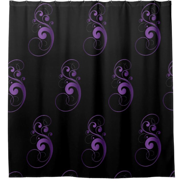 Rideau en douche noir et pourpre de remous (Devant)