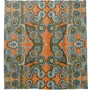 rideau en douche orange de Paisley