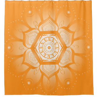 Rideau en douche orange et blanc lumineux de