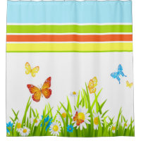 Rideau en douche/papillons et fleurs de ressort